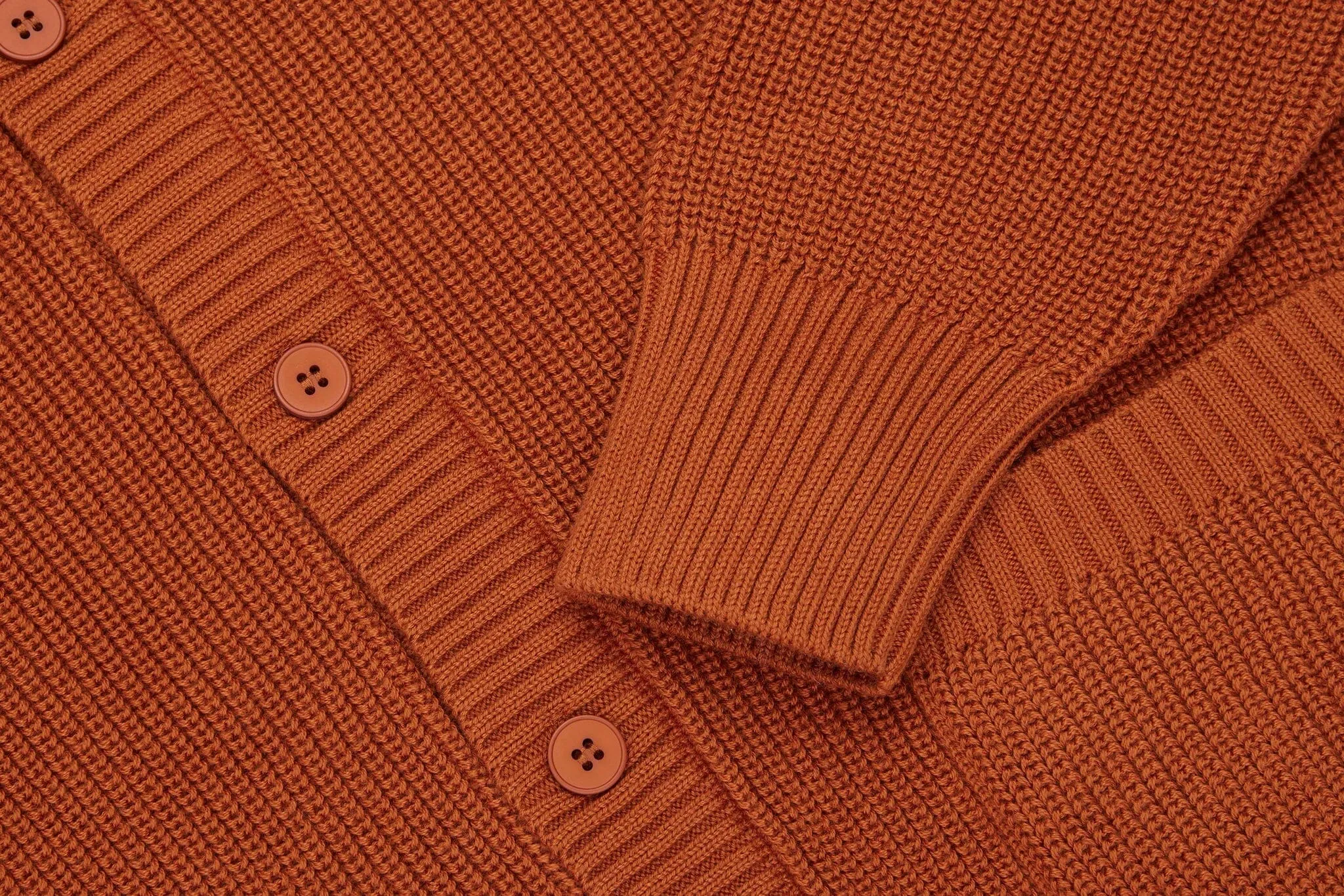 3sixteen - Cotton Collared Cardigan in Rust