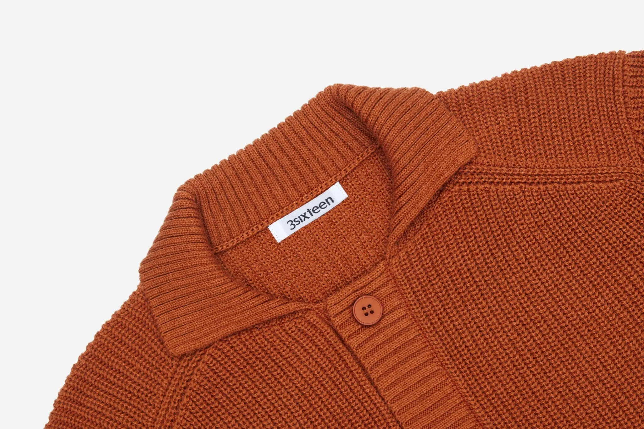 3sixteen - Cotton Collared Cardigan in Rust