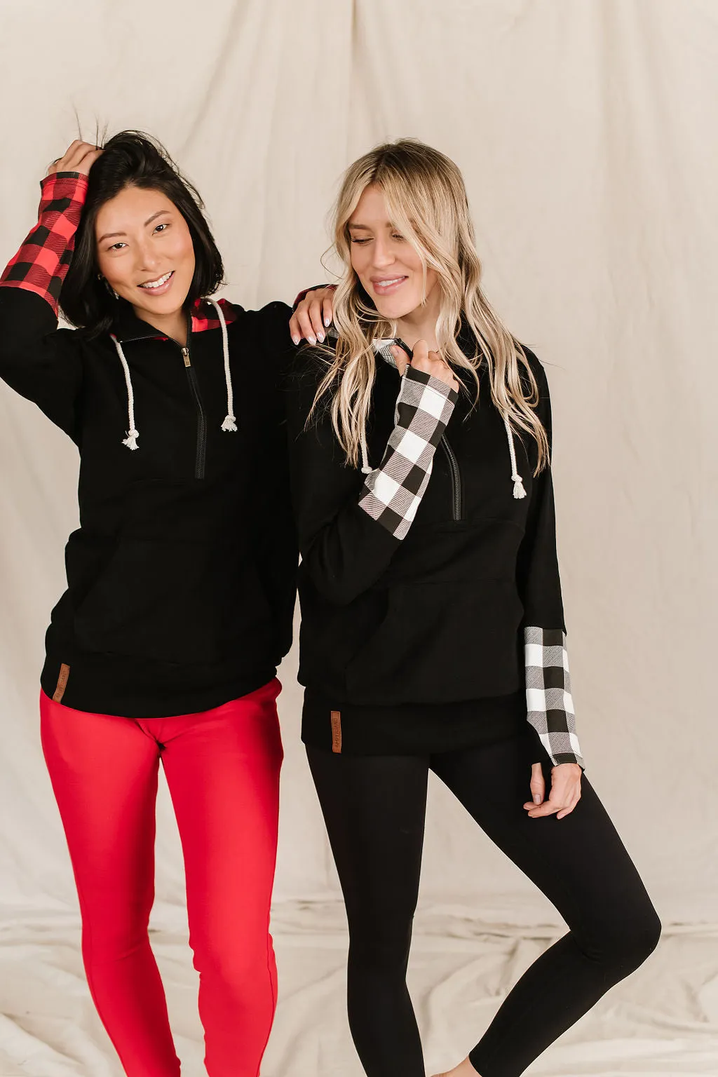 Ampersand Avenue - Halfzip Hoodie Checks Out Black