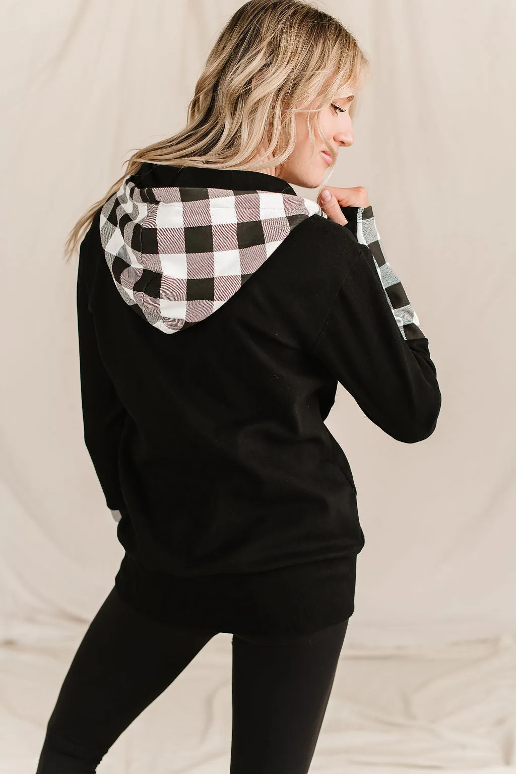 Ampersand Avenue - Halfzip Hoodie Checks Out Black