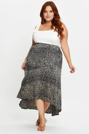 Animal Print Midi Satin Skirt