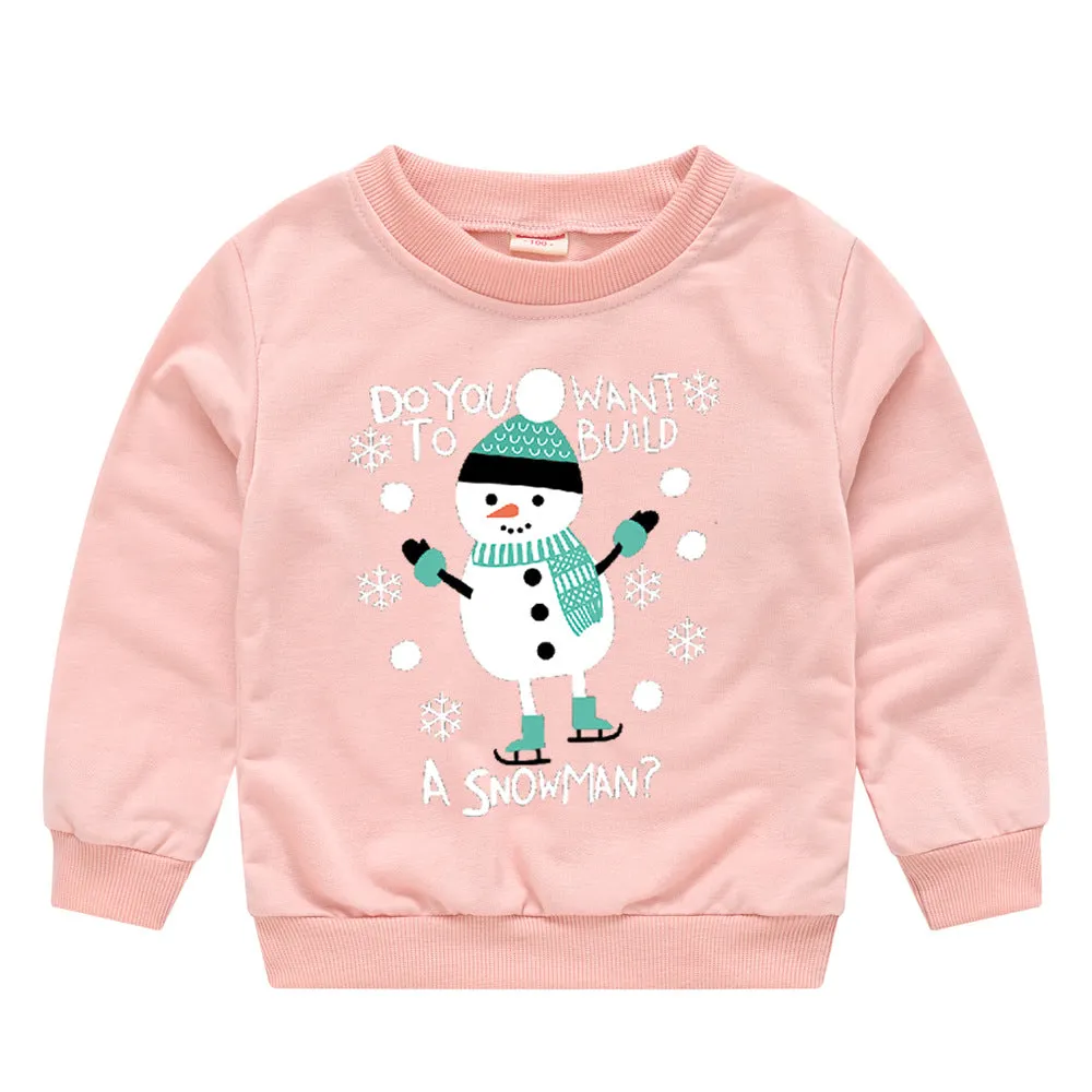 Baby Kid Girls Boys Letters Cartoon Print Christmas Hoodies Sweatshirts Wholesale 23112801