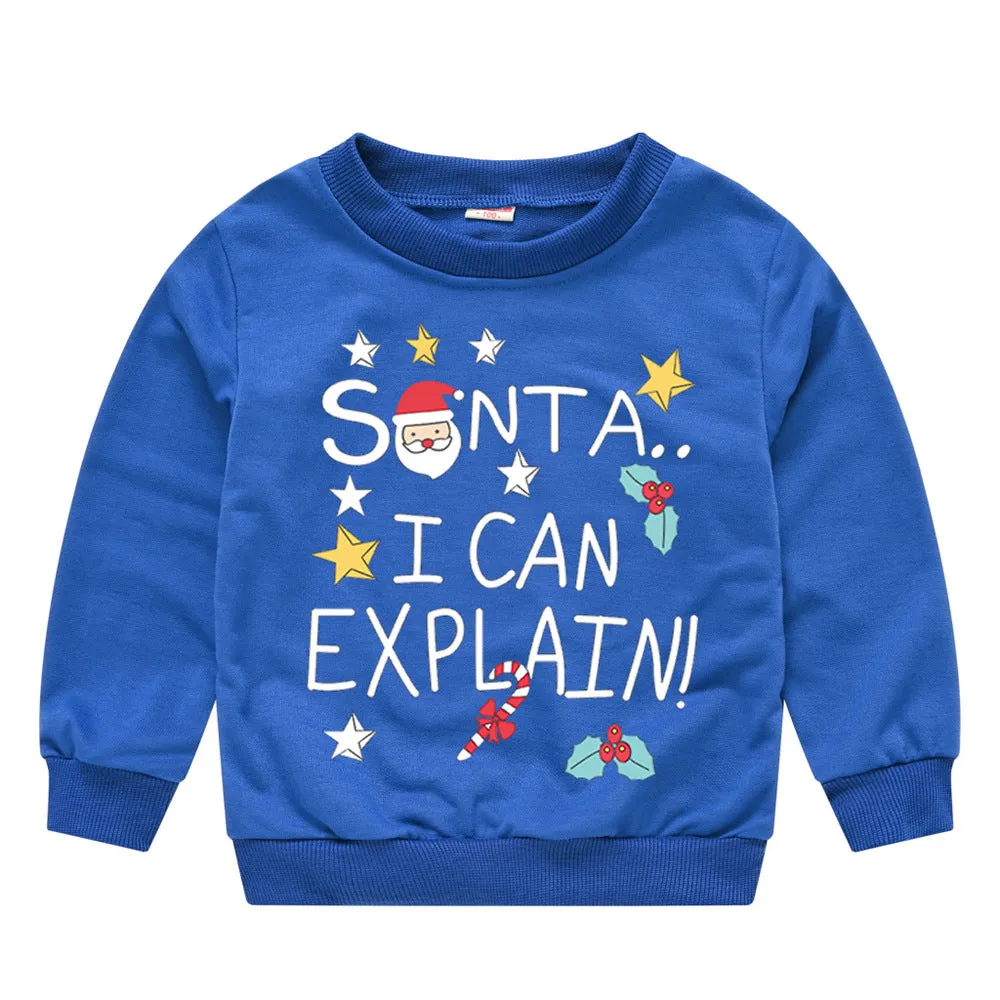 Baby Kid Girls Boys Letters Cartoon Print Christmas Hoodies Sweatshirts Wholesale 23112801