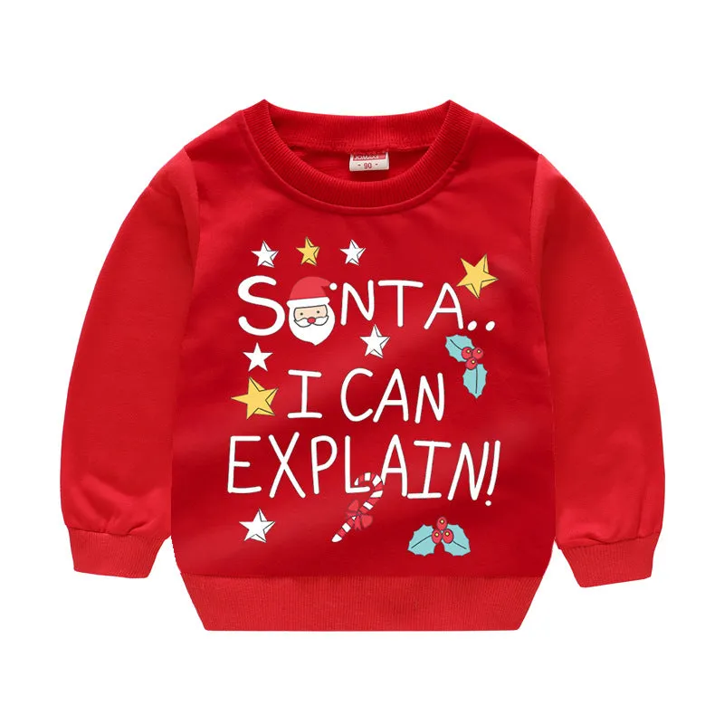 Baby Kid Girls Boys Letters Cartoon Print Christmas Hoodies Sweatshirts Wholesale 23112801