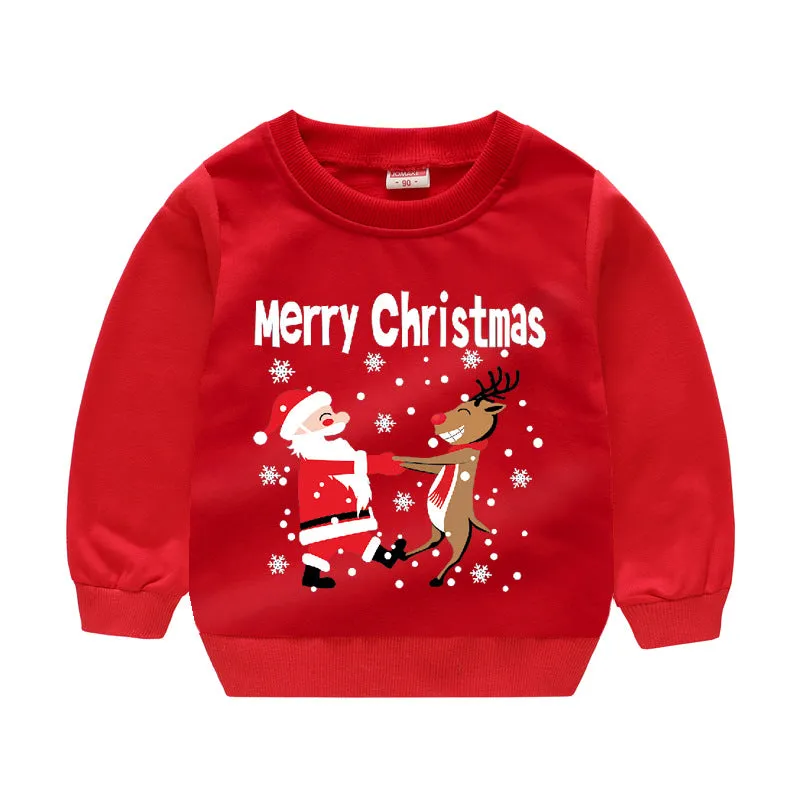 Baby Kid Girls Boys Letters Cartoon Print Christmas Hoodies Sweatshirts Wholesale 23112801