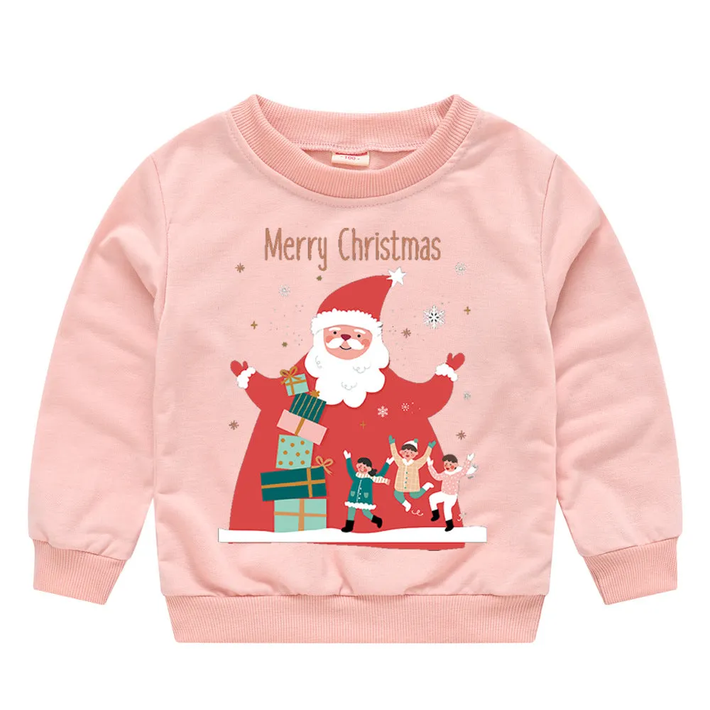 Baby Kid Girls Boys Letters Cartoon Print Christmas Hoodies Sweatshirts Wholesale 23112801