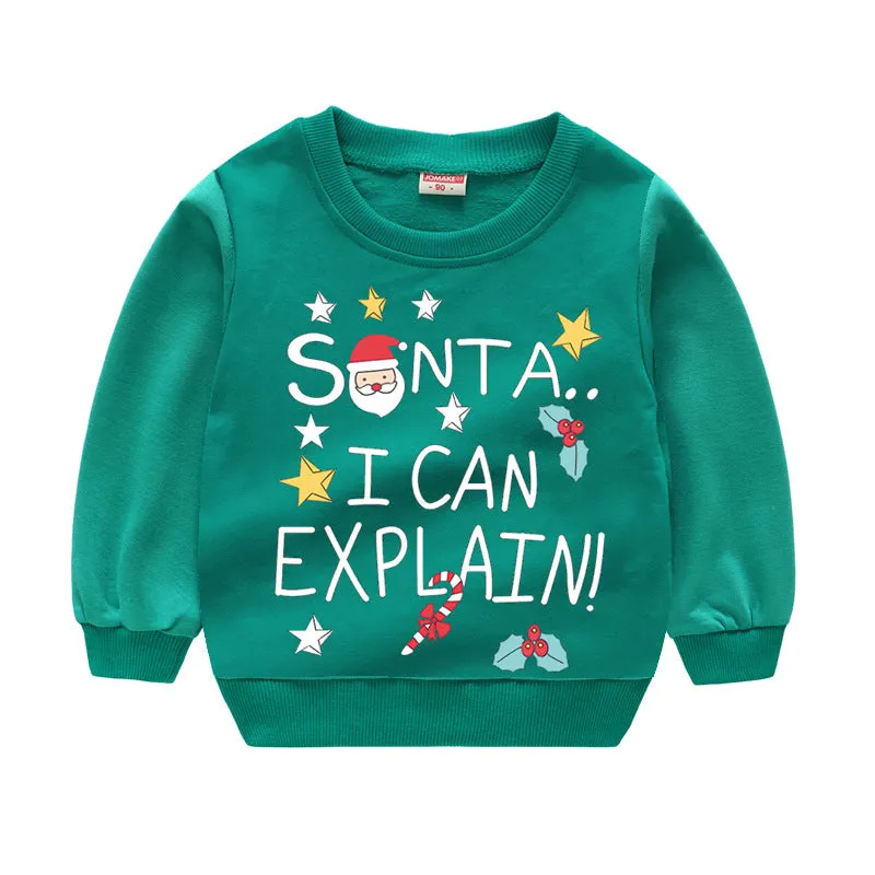 Baby Kid Girls Boys Letters Cartoon Print Christmas Hoodies Sweatshirts Wholesale 23112801