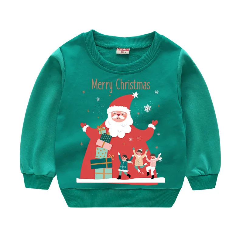 Baby Kid Girls Boys Letters Cartoon Print Christmas Hoodies Sweatshirts Wholesale 23112801