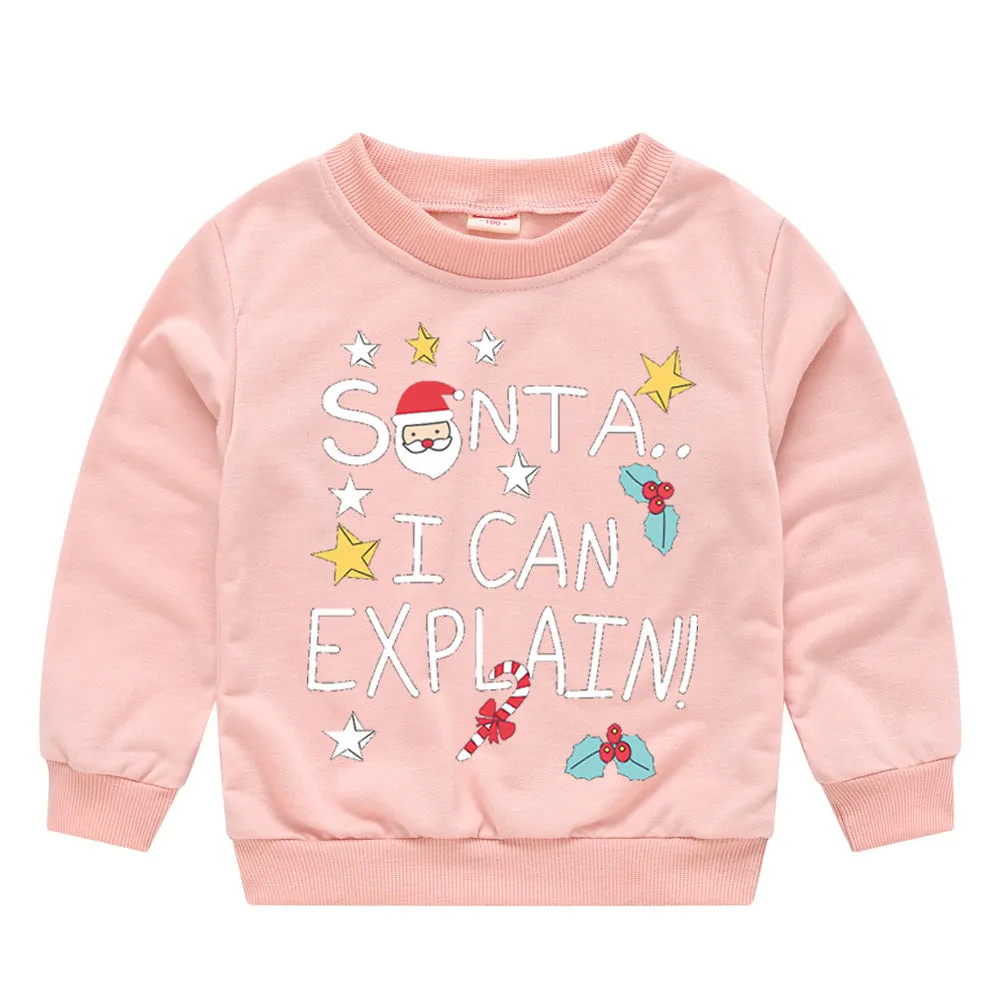 Baby Kid Girls Boys Letters Cartoon Print Christmas Hoodies Sweatshirts Wholesale 23112801