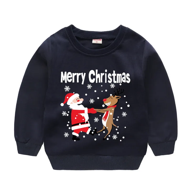 Baby Kid Girls Boys Letters Cartoon Print Christmas Hoodies Sweatshirts Wholesale 23112801