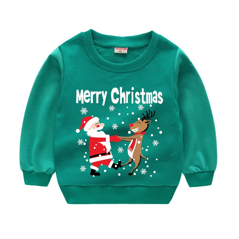 Baby Kid Girls Boys Letters Cartoon Print Christmas Hoodies Sweatshirts Wholesale 23112801