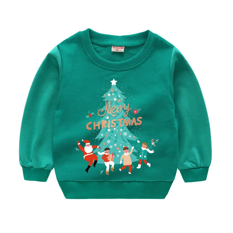 Baby Kid Girls Boys Letters Cartoon Print Christmas Hoodies Sweatshirts Wholesale 23112801