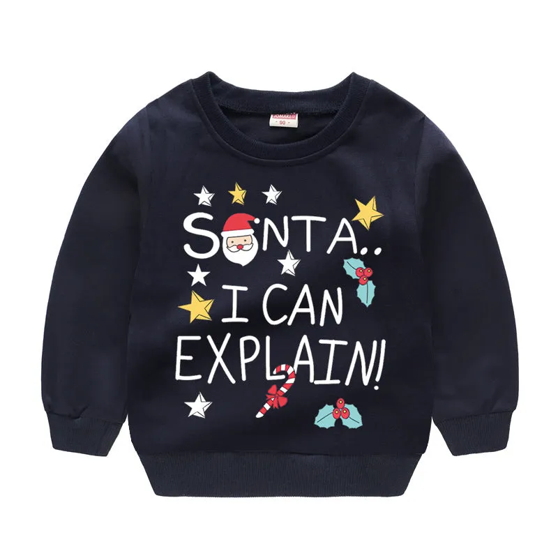 Baby Kid Girls Boys Letters Cartoon Print Christmas Hoodies Sweatshirts Wholesale 23112801