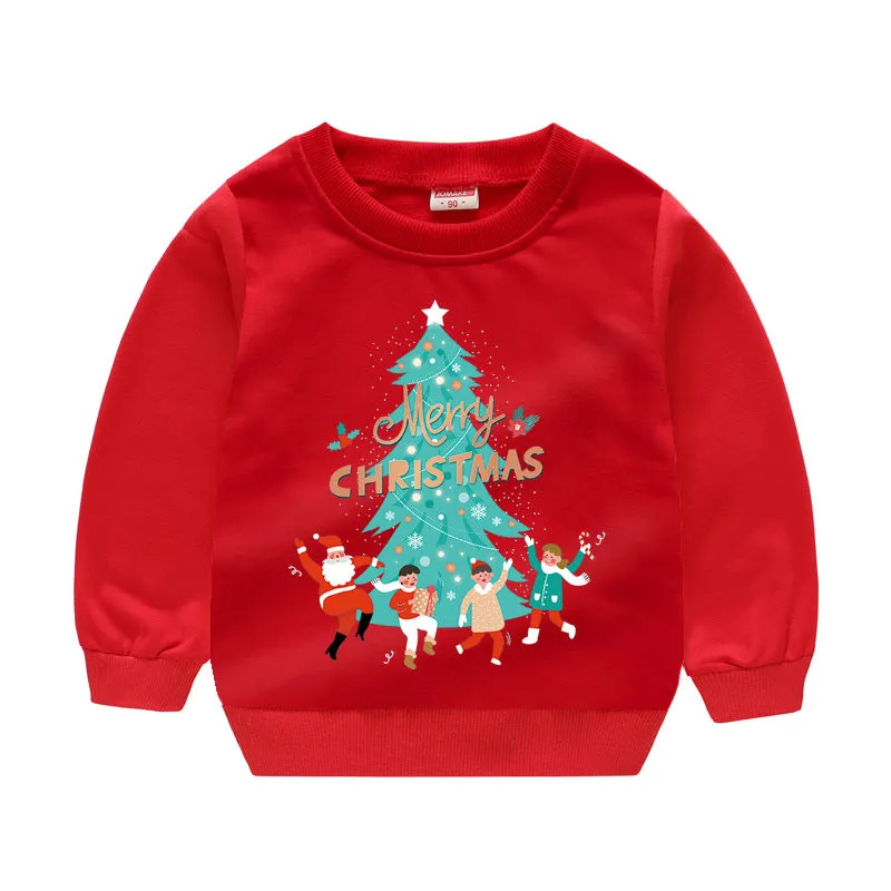 Baby Kid Girls Boys Letters Cartoon Print Christmas Hoodies Sweatshirts Wholesale 23112801