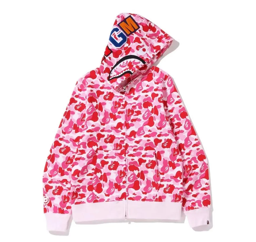 BAPE ABC CAMO SHARK FULL ZIP UP HOODIE PINK SS23