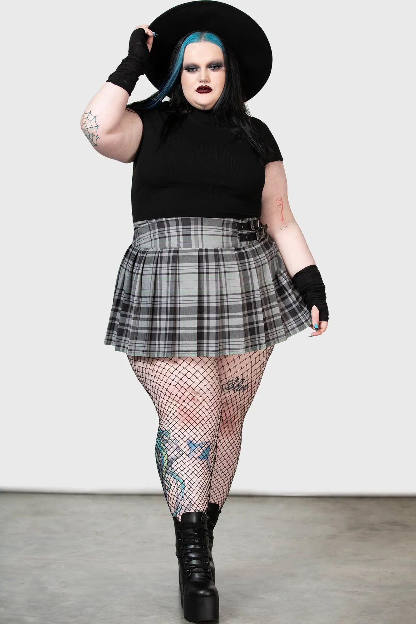 Bat Girl Skirt [GREY TARTAN] [PLUS]