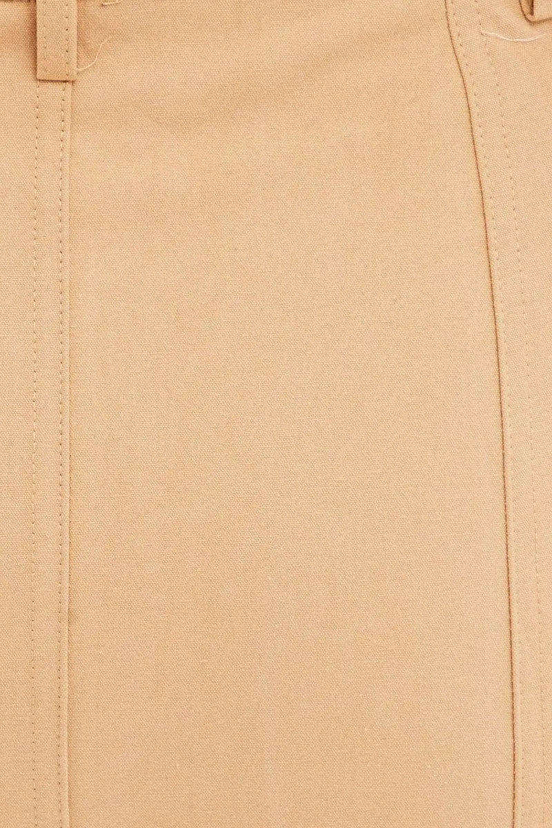 Beige Cargo Skirt Mini Mid Rise