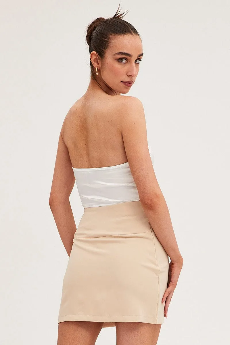 Beige Corset Mini Skirt