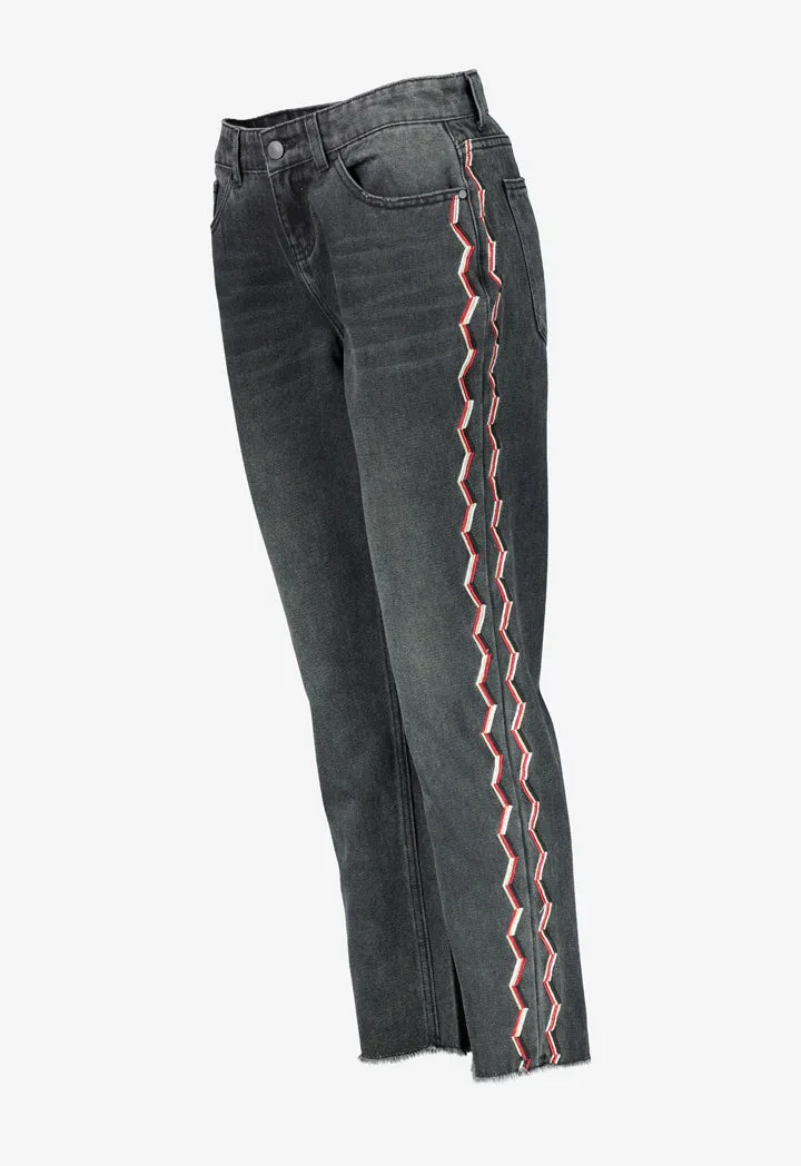 Black Embroidered Jeans