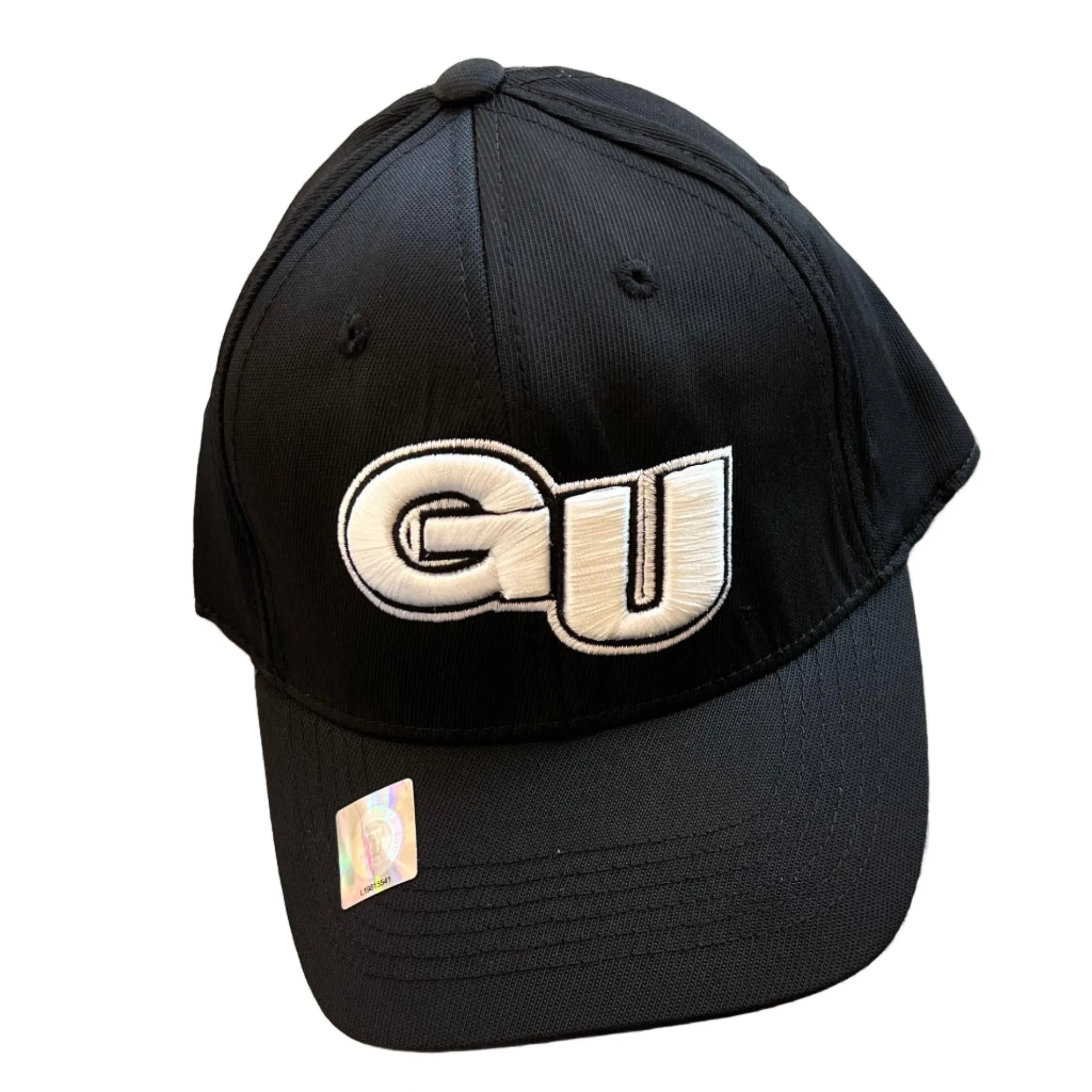 Black Gonzaga Hat with White "GU" and Bulldog