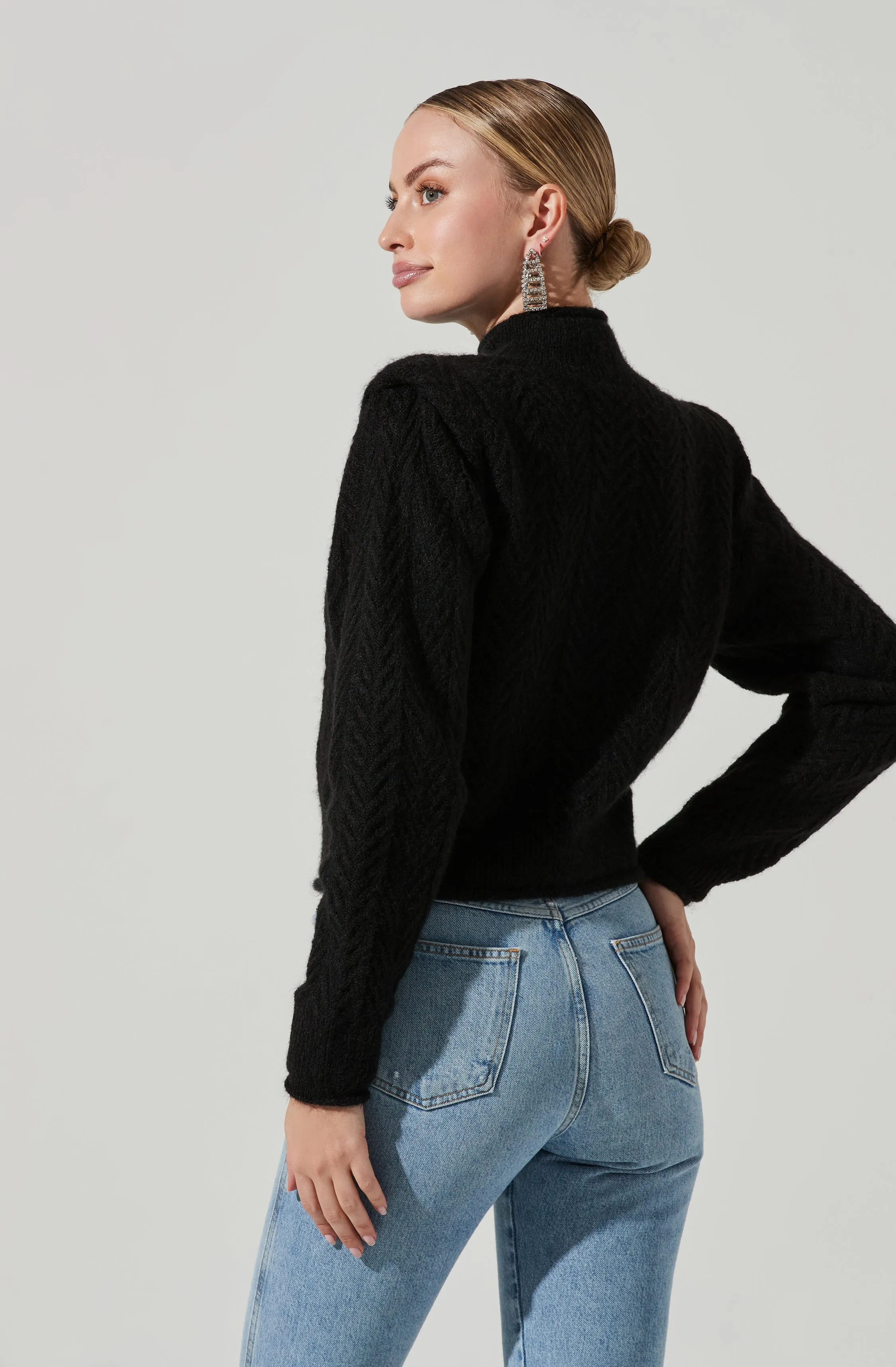 Carlota Cable Knit Mock Neck Sweater