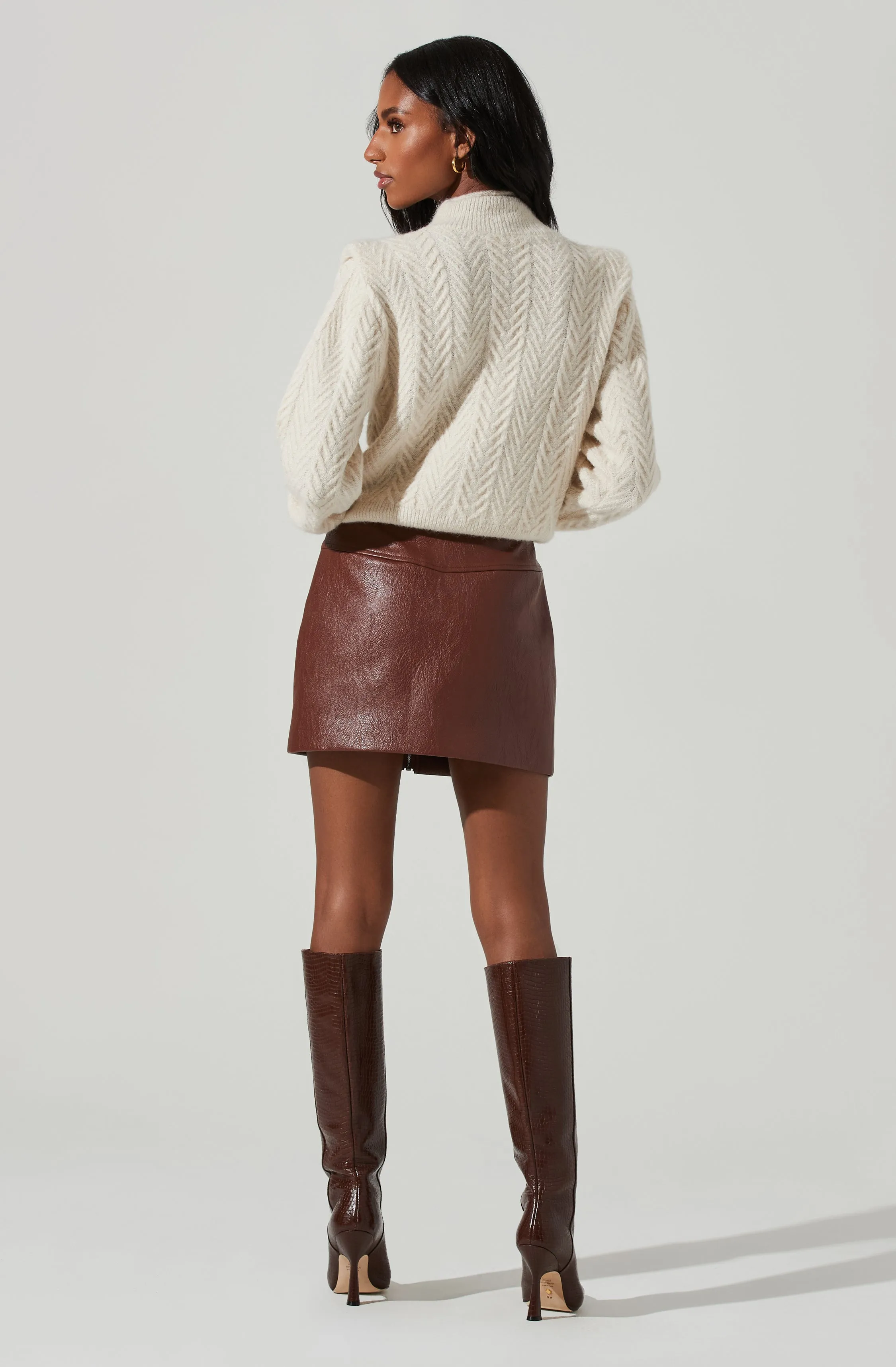 Carlota Cable Knit Mock Neck Sweater