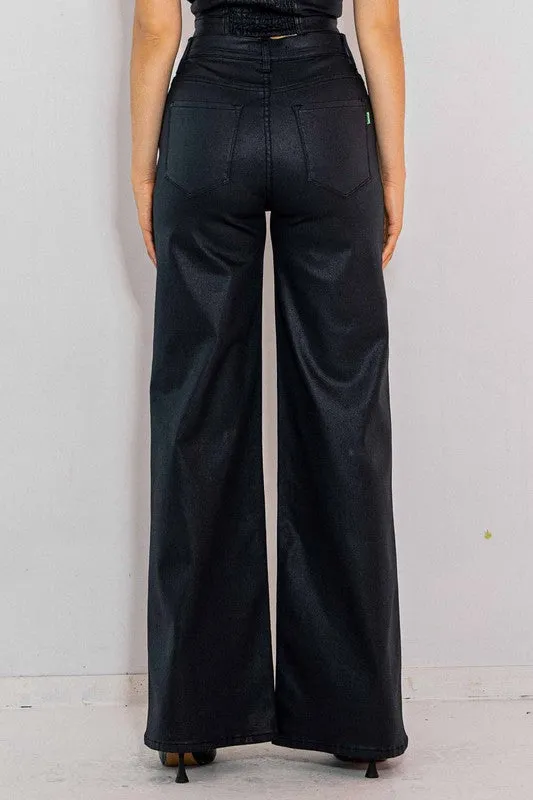 Coated Essential Wide Leg Jeans