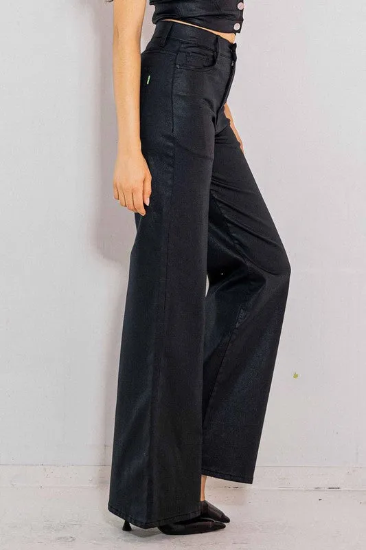 Coated Essential Wide Leg Jeans