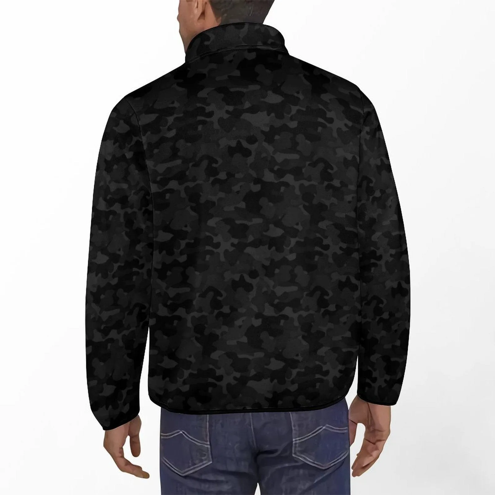 Custom Face&Name Black Camouflage Loose Sweatshirts Personalized Men's Stand Collar Sweatshirts