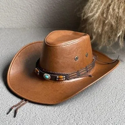 Faux Leather Western Cowboy Hats - UNISEX