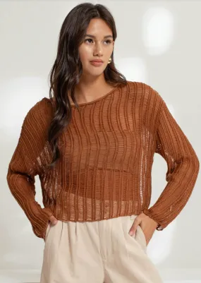 FINAL SALE - Olivia Open Knit Copper Top