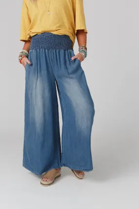 Free Falling Wide Leg Pants - Denim