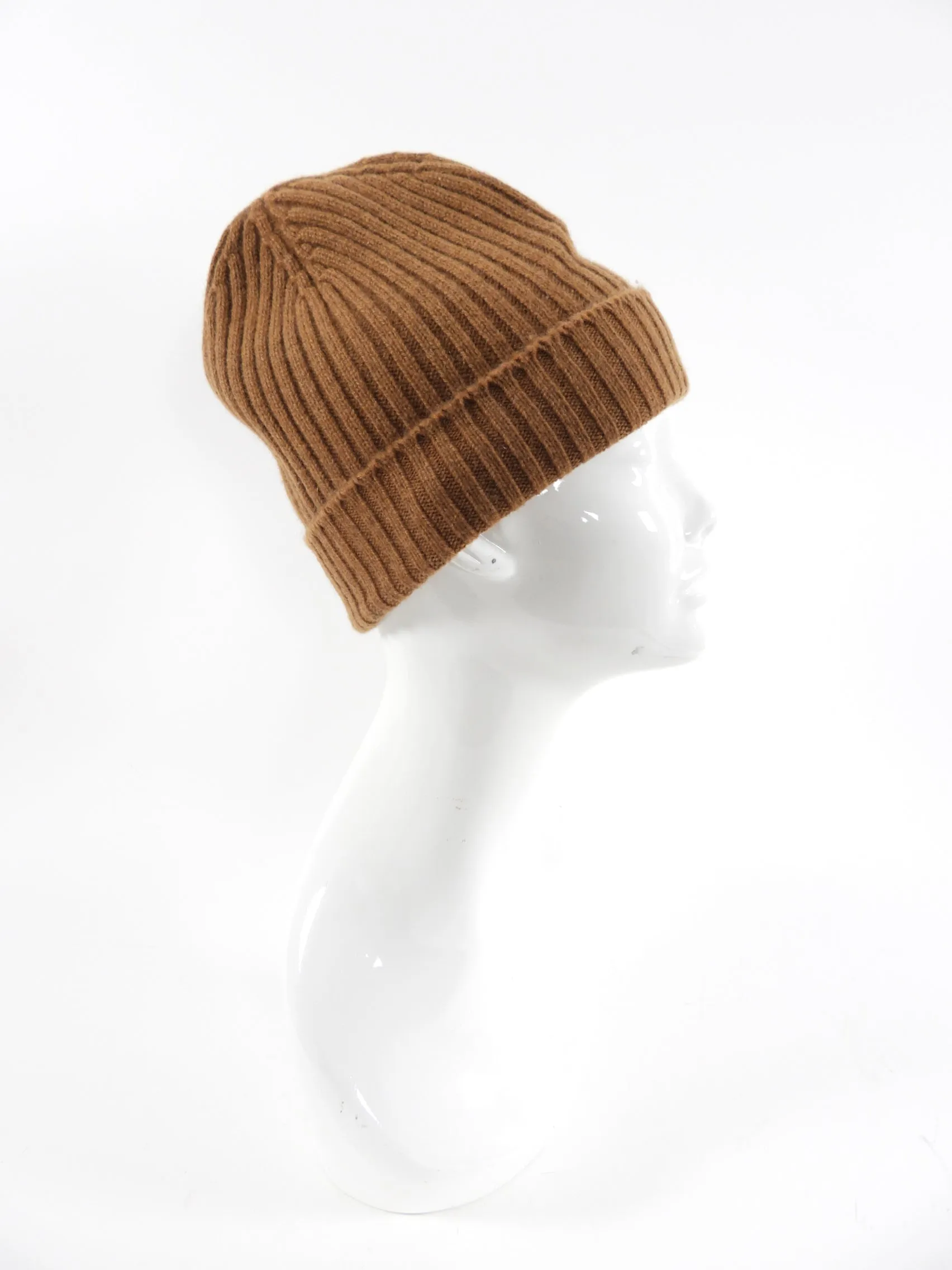 Jenni Kayne Brown Cashmere Ribbed Toque Hat