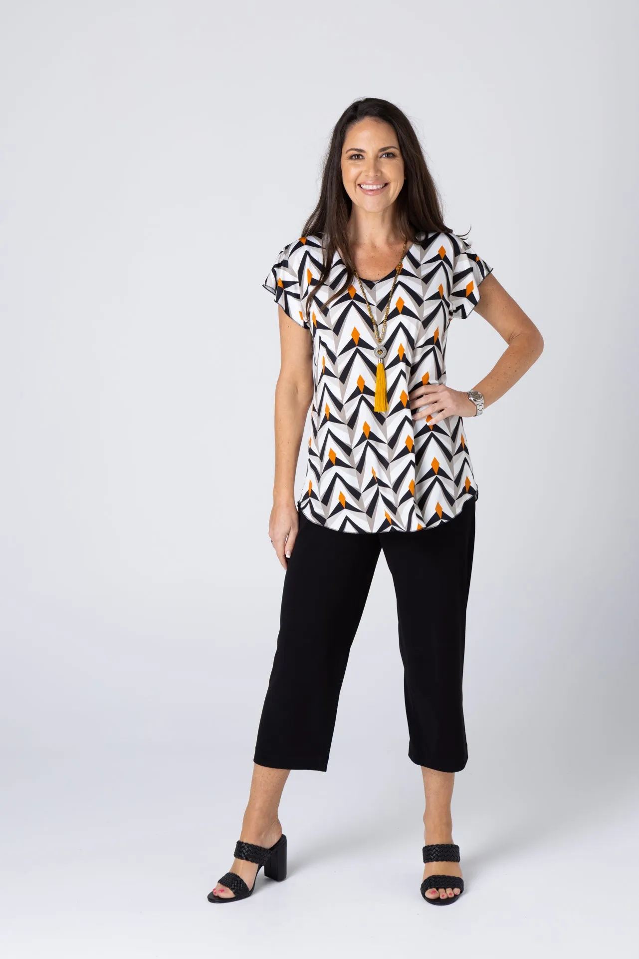 Jewel Print Short Sleeve Jersey Top