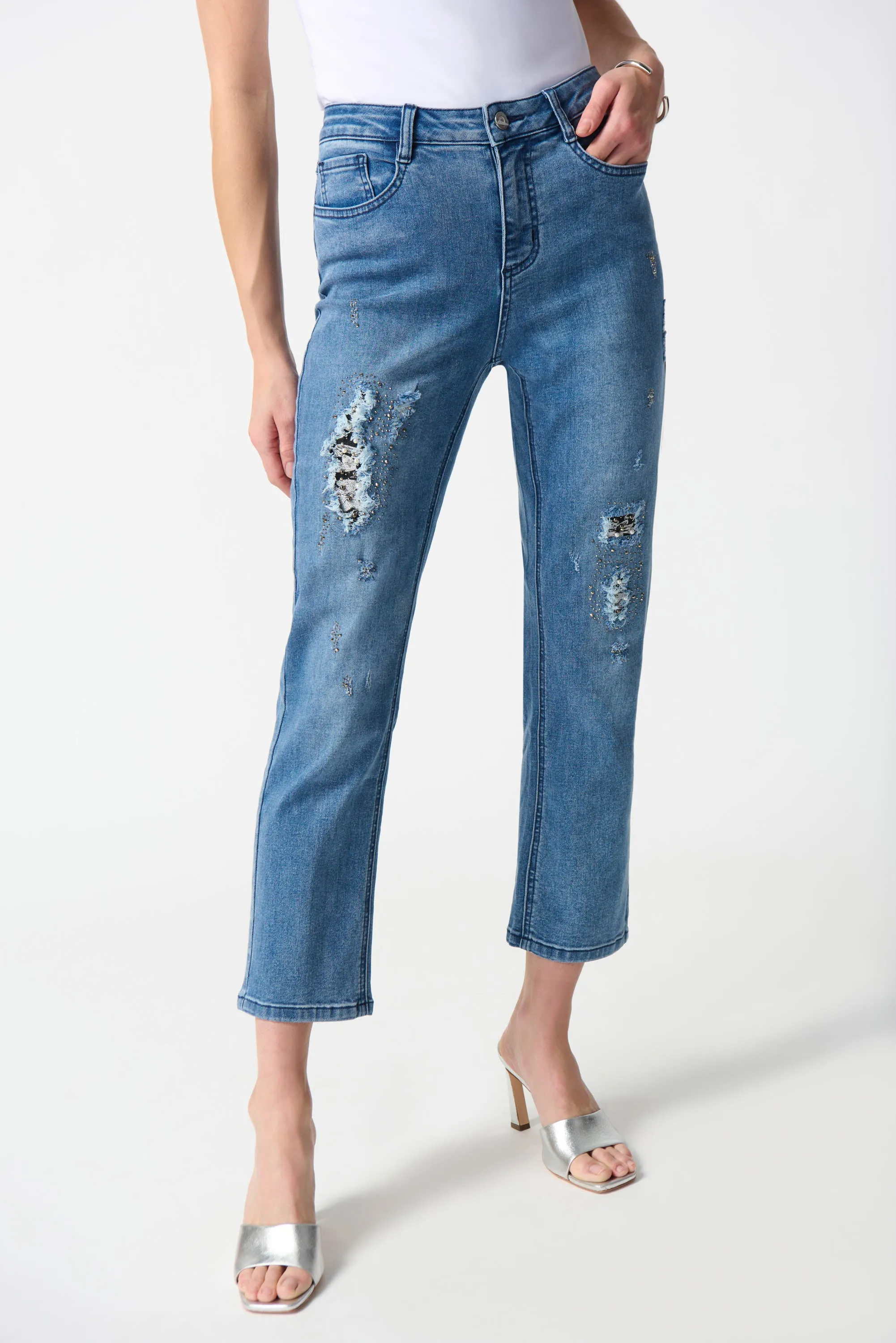 Joseph Ribkoff Slim Fitted Cropped Jeans 242921 - Denim