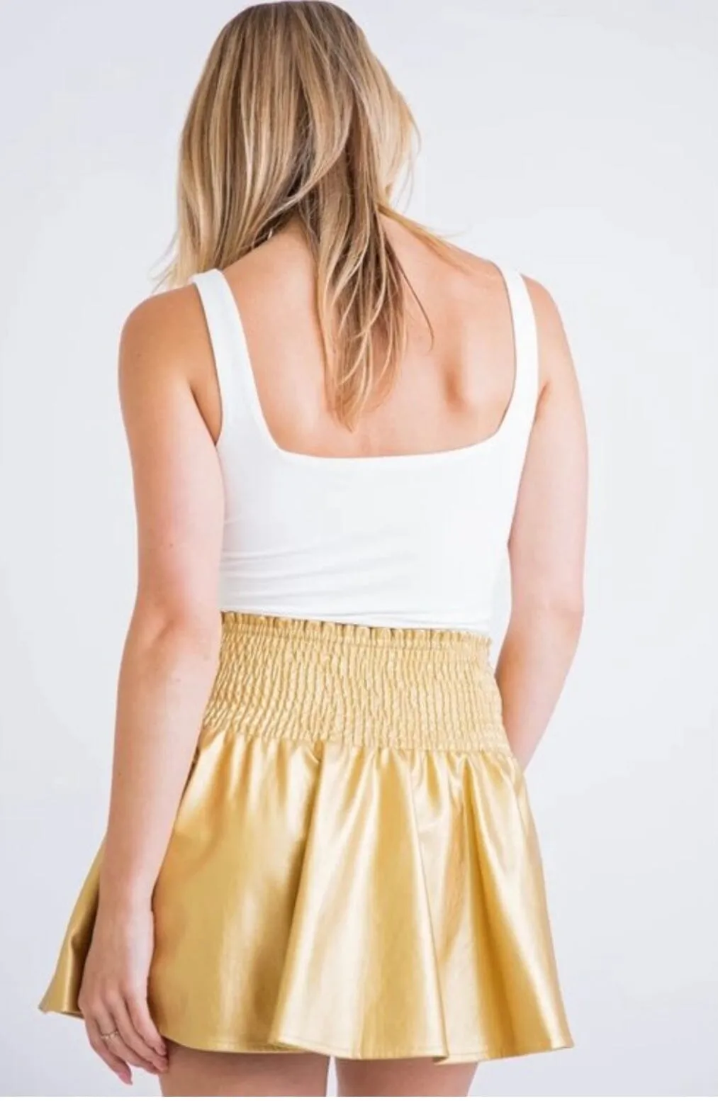 Karlie Metallic Pleather Skort