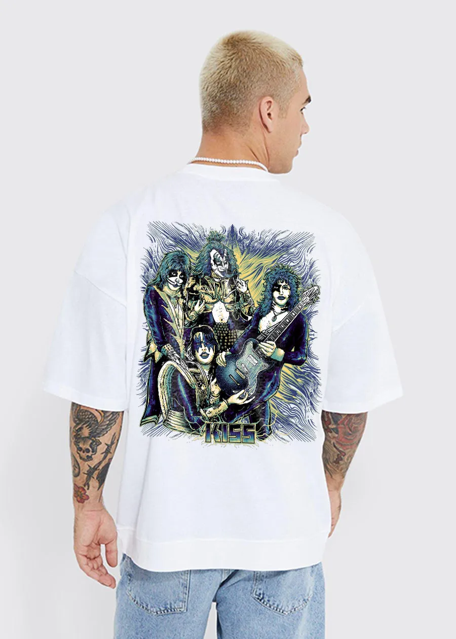 Kiss Psycho Band Men Oversized Printed T-Shirt