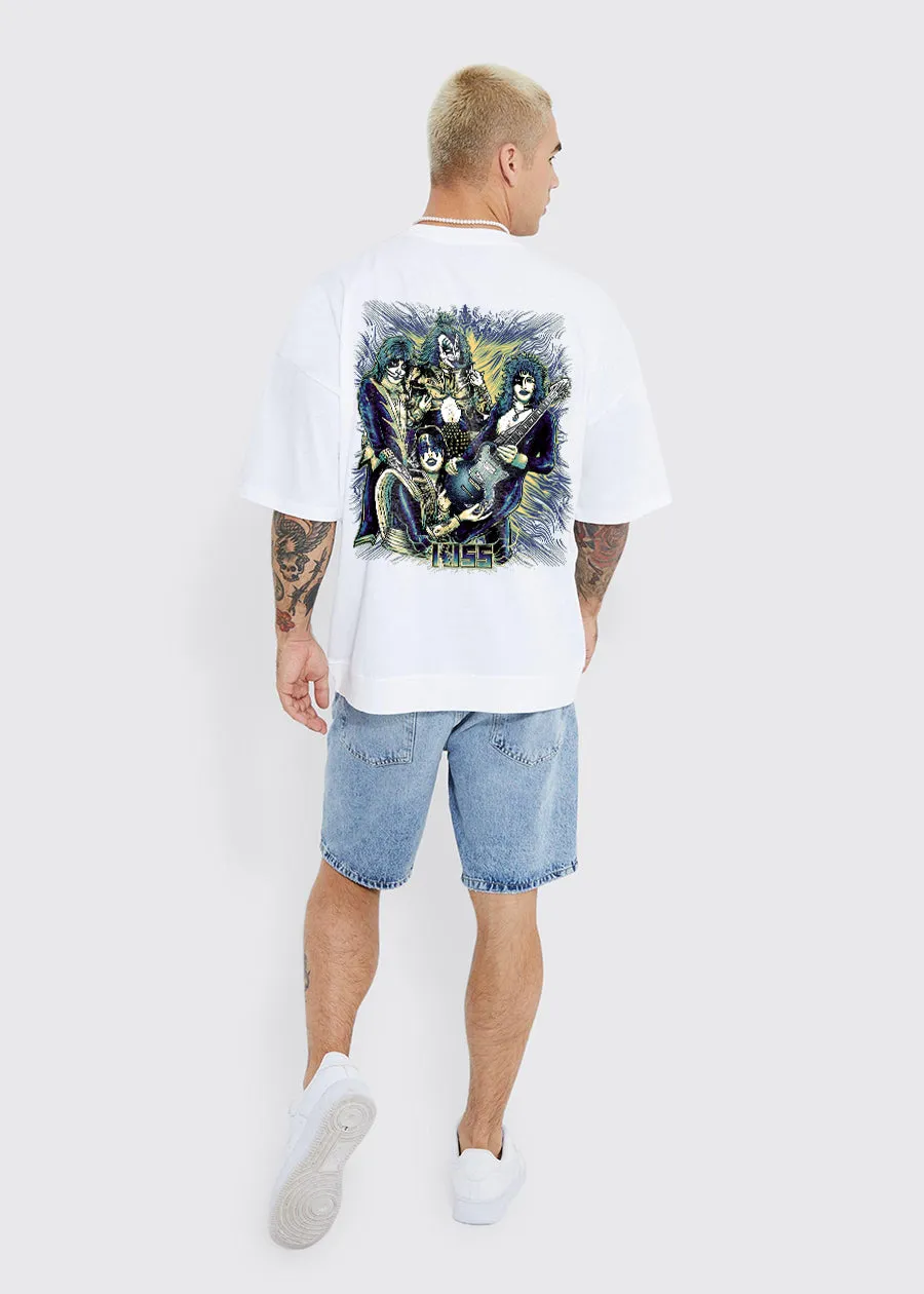 Kiss Psycho Band Men Oversized Printed T-Shirt