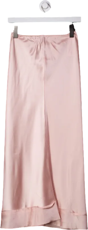 Lee Matthews Pink Satin Midi Skirt UK XS