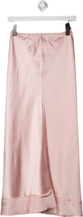 Lee Matthews Pink Satin Midi Skirt UK XS