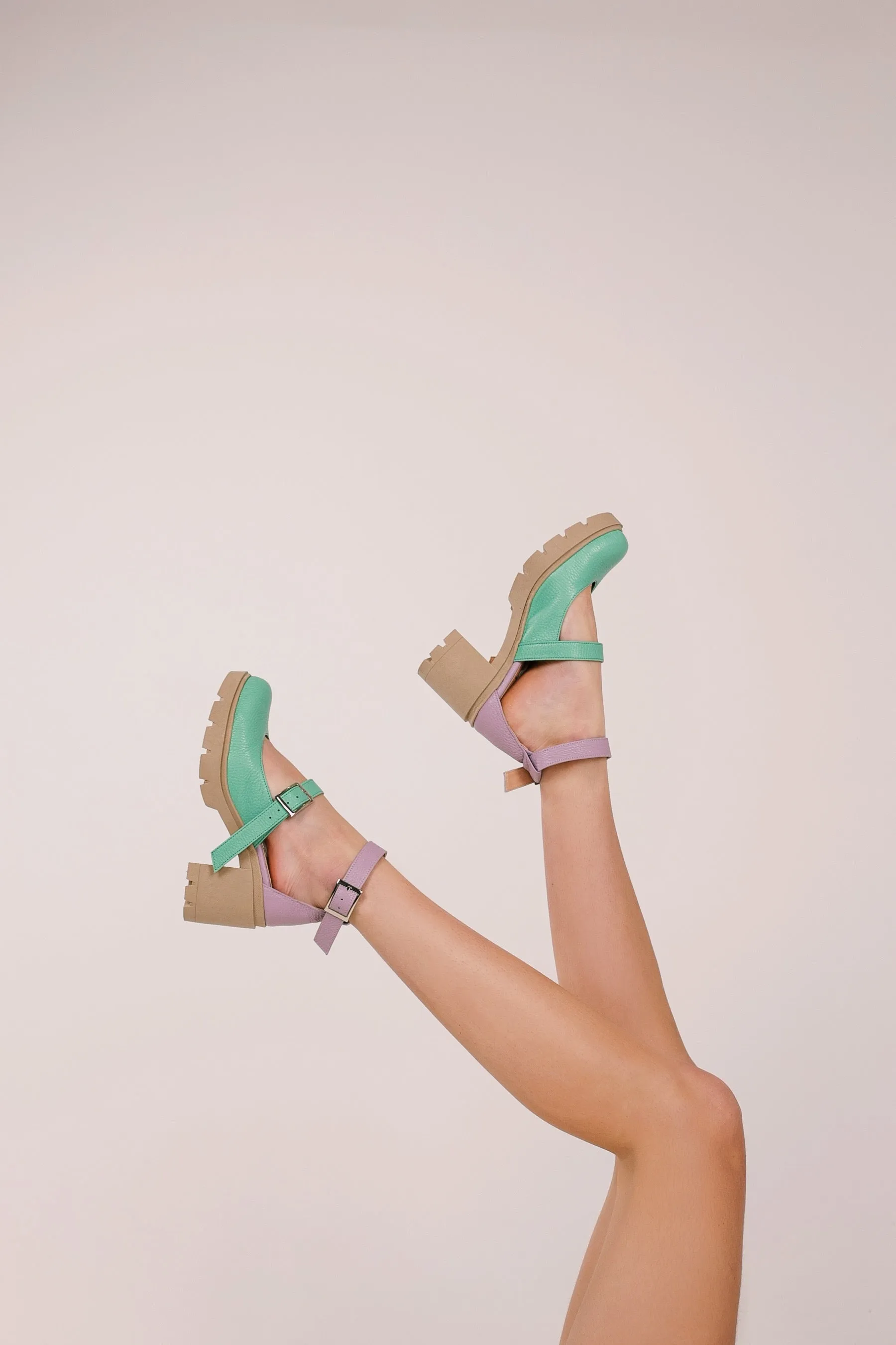 LEXIE MINT/LILAC RUBBER HEELS (7,5cm)