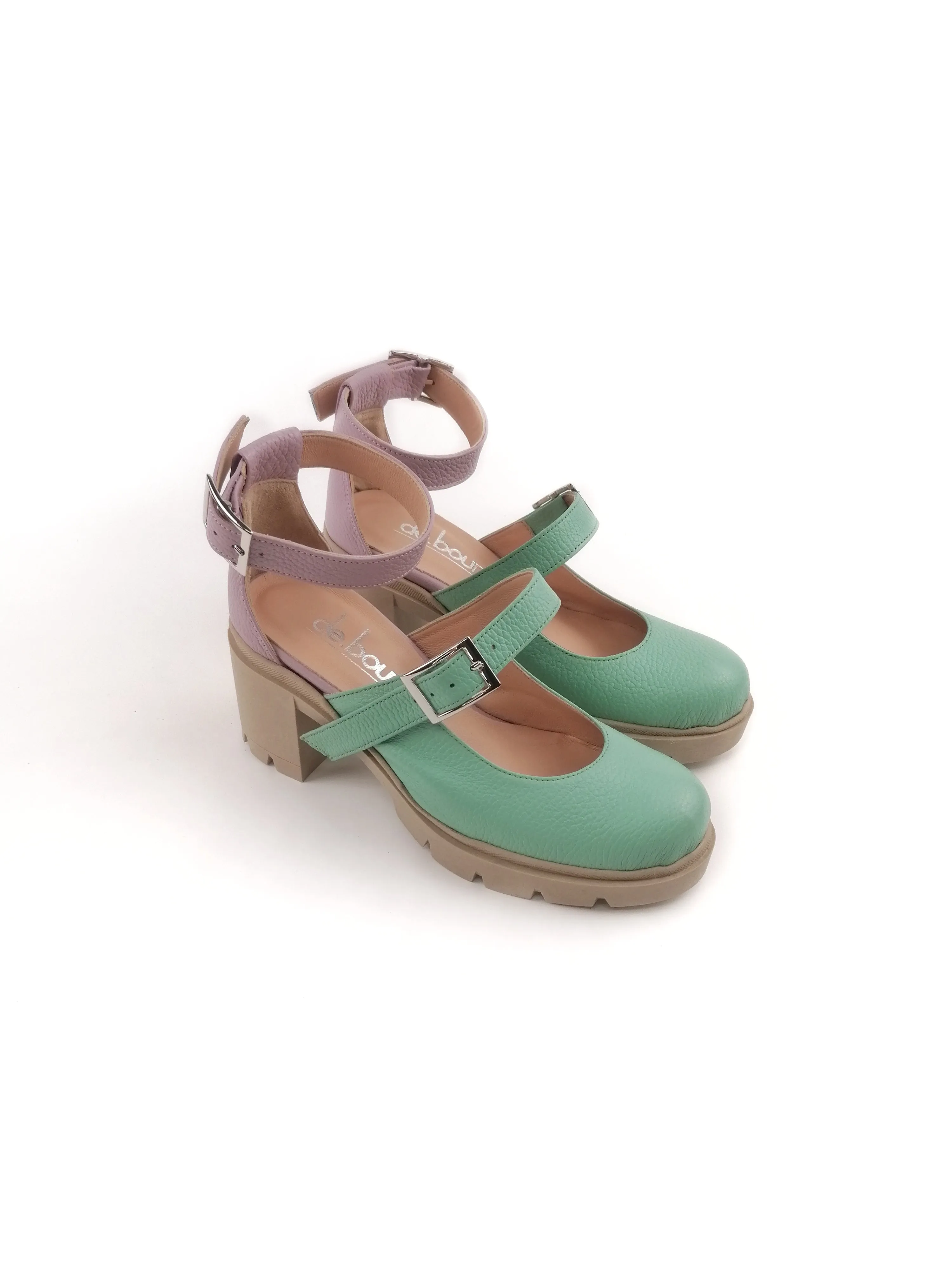 LEXIE MINT/LILAC RUBBER HEELS (7,5cm)