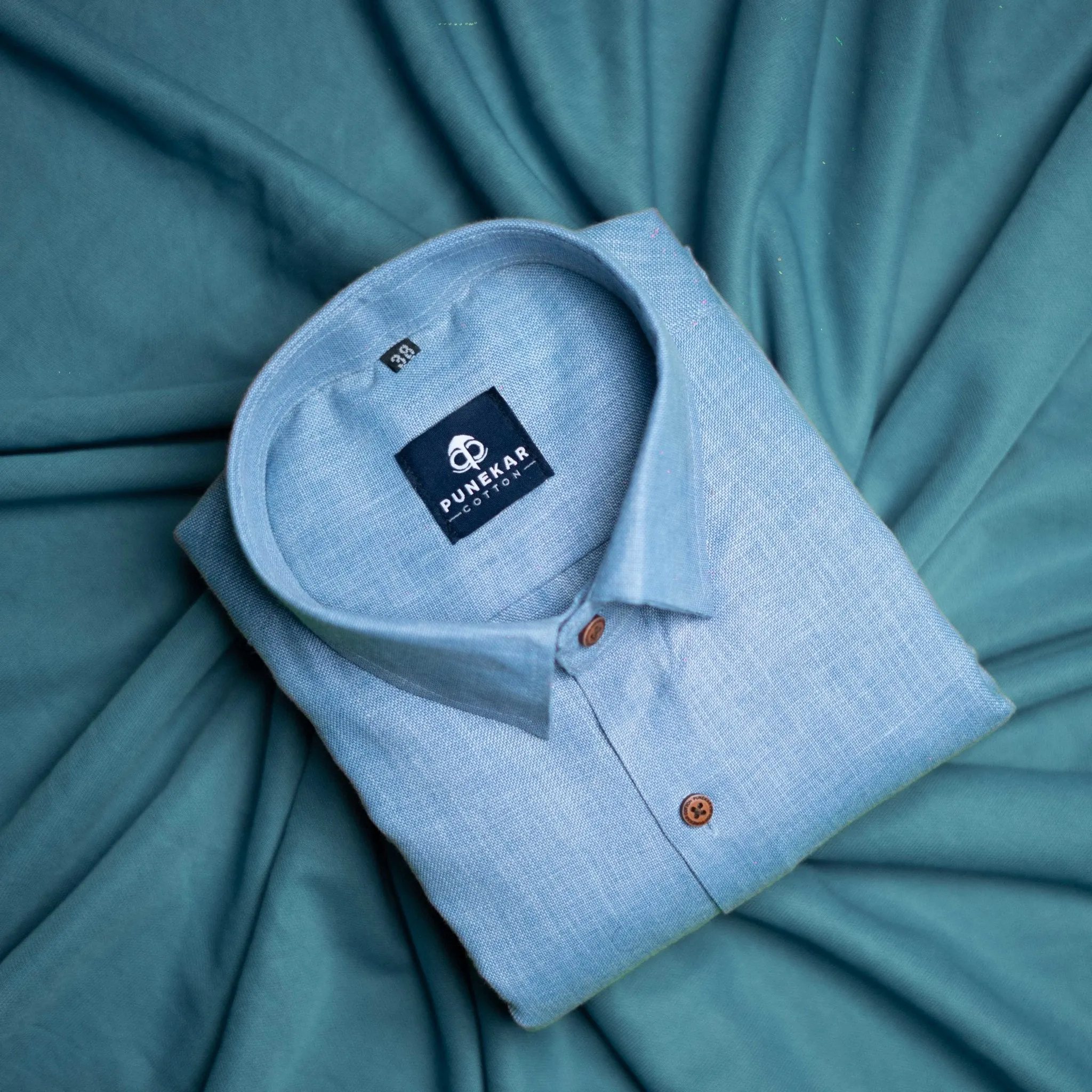 Light Blue Color Blended Linen Shirt For Men's