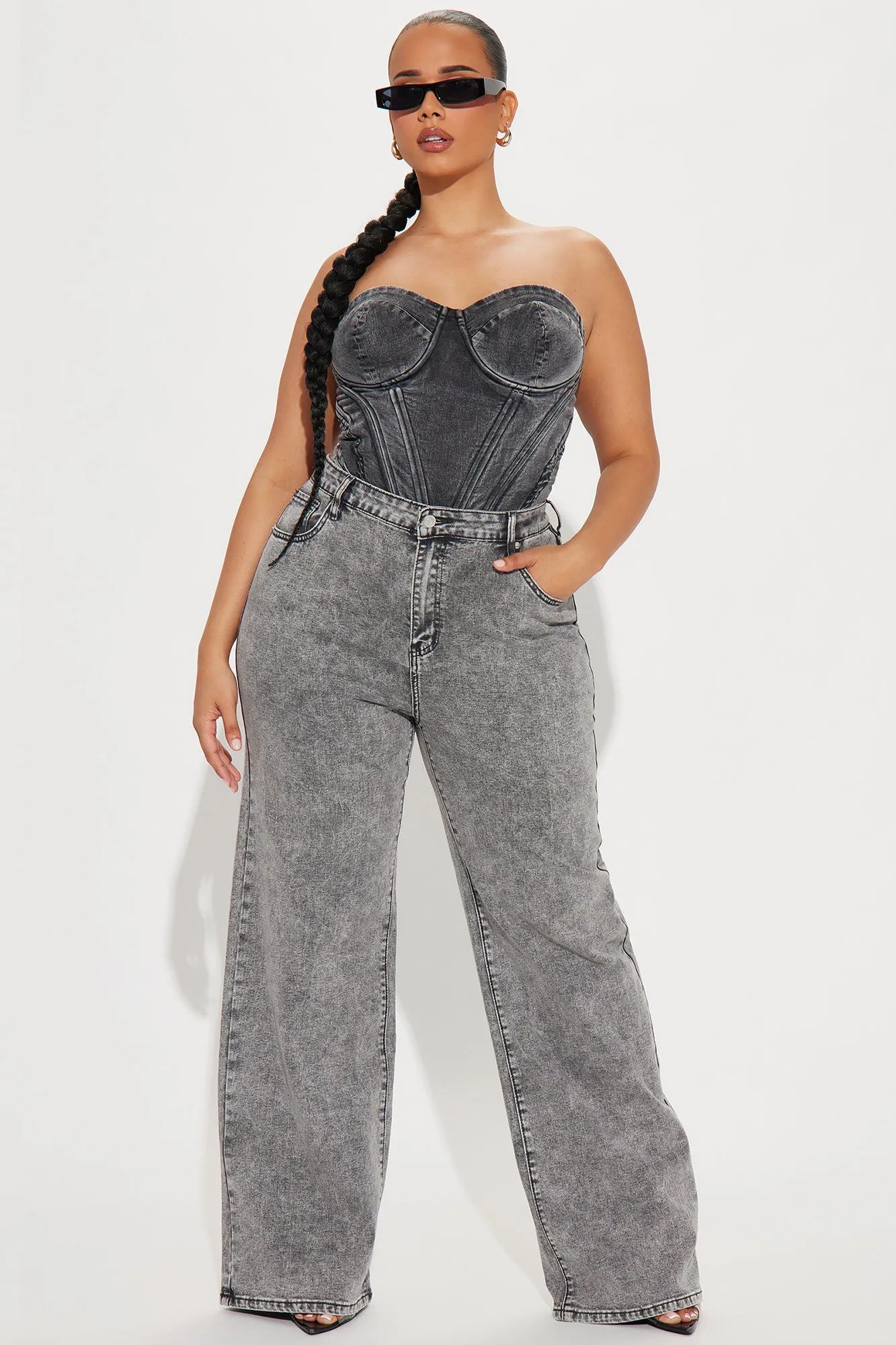 Make It Worthwhile Wide Leg Jeans - Grey