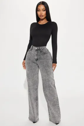 Make It Worthwhile Wide Leg Jeans - Grey