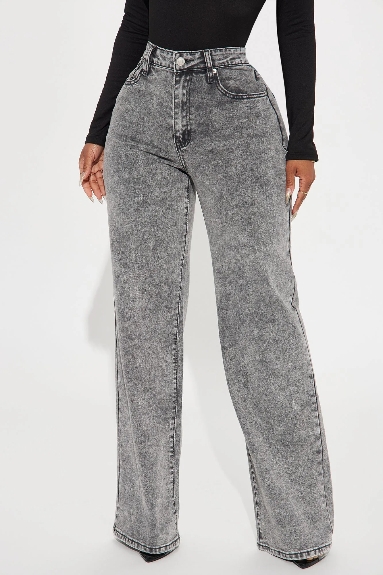 Make It Worthwhile Wide Leg Jeans - Grey