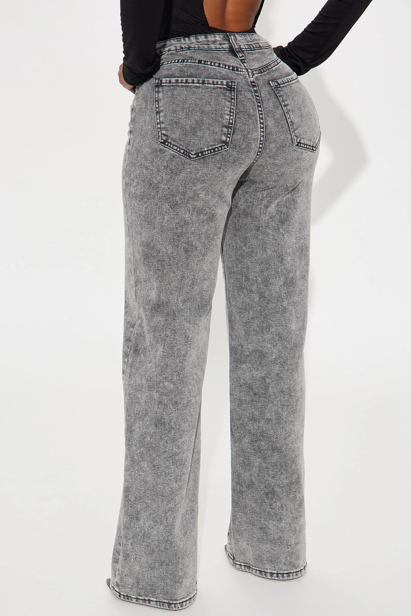 Make It Worthwhile Wide Leg Jeans - Grey