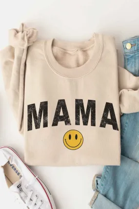 MAMA HAPPY FACE GRAPHIC SWEATSHIRT