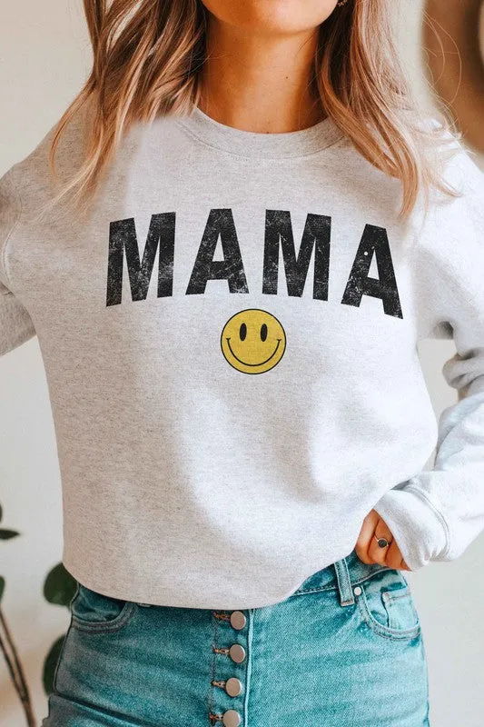 MAMA HAPPY FACE GRAPHIC SWEATSHIRT