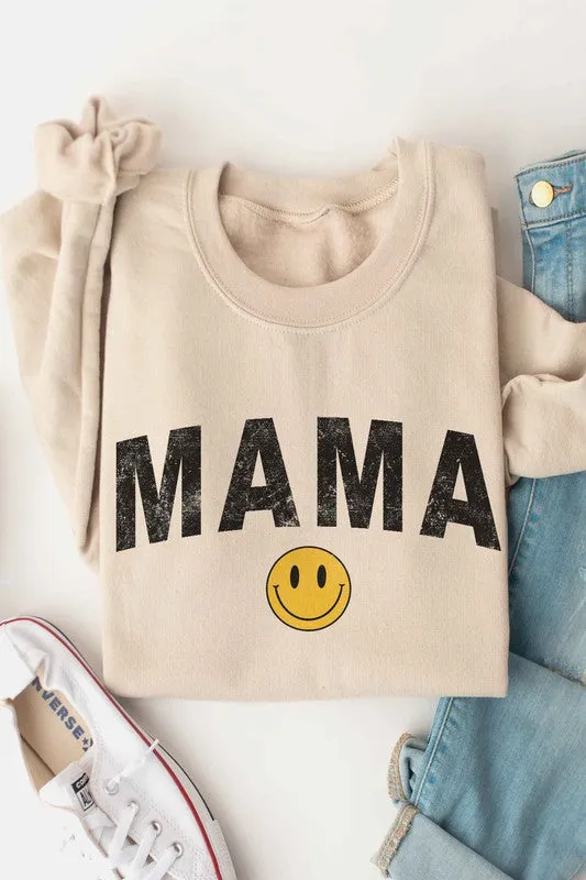 MAMA HAPPY FACE GRAPHIC SWEATSHIRT